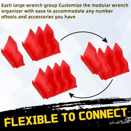36 Pcs Modular Wrench Organizer Holder 2 Sets Magnetic Wrench Organizers Storage Magnetic Modular Tool Racks for Tool Box Drawer Organization Storage Gift for Father Brother(Red&black)
