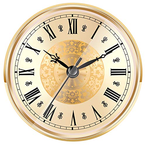 4.3 Inch Quartz Clock Insert with Gold Trim and Roman Numerals - DIY Clock Part
