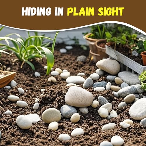 BARGIFTS Fake Rock Key Hider Safe for Outdoor Garden Yard, White - Large Stone Safe