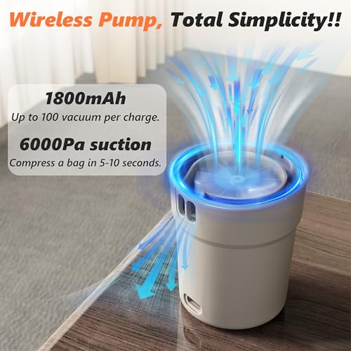 SUOCO Grey Travel Vacuum Pump - Portable USB Rechargeable Electric Compressor for Space Saver Bags