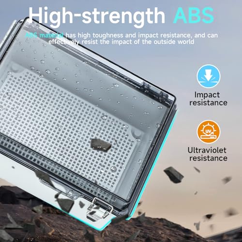 Outdoor Waterproof Electrical Junction Box IP67, Clear Cover, 8.7x6.7x4.3 Inches