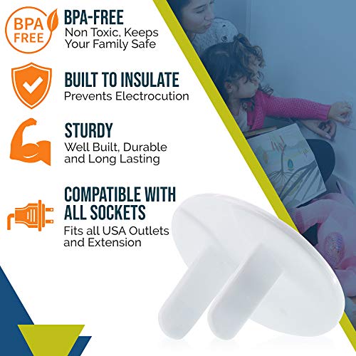 Wappa Baby Outlet Covers 50 Pack Childproof Socket Protectors - White