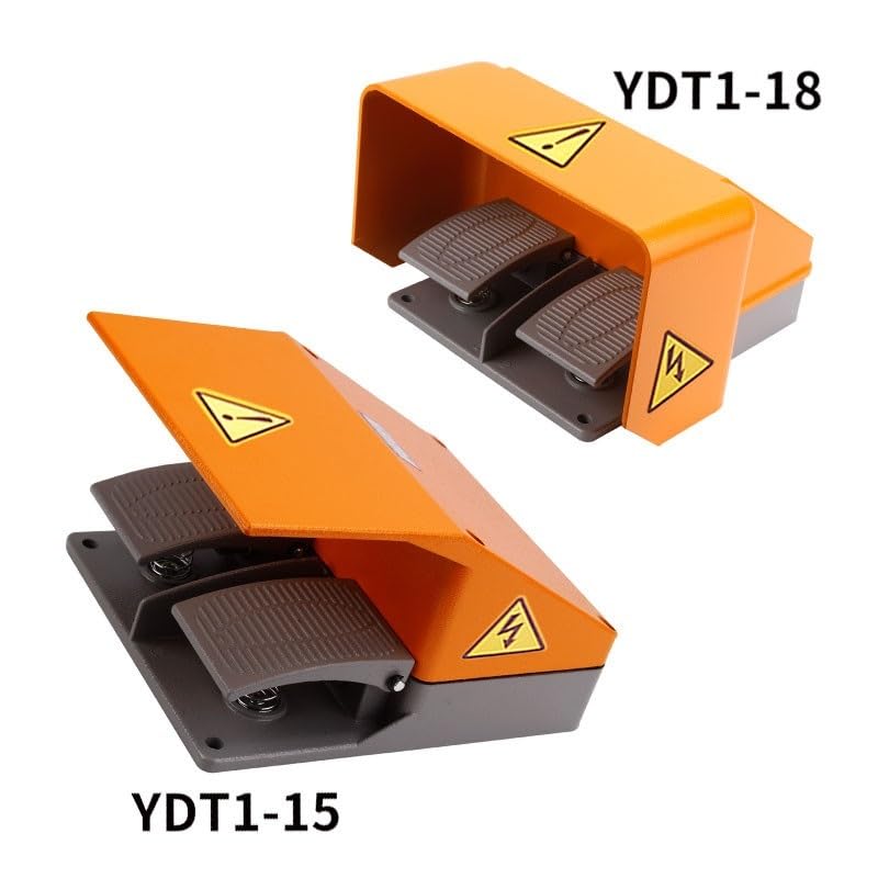BHOLSA YDT1-15 YDT1-18 Foot Treadle Switch Pedal Foot Control Switch 250V 380V 10A Double Pedal use for Bending Machine Punch(YDT1-15)
