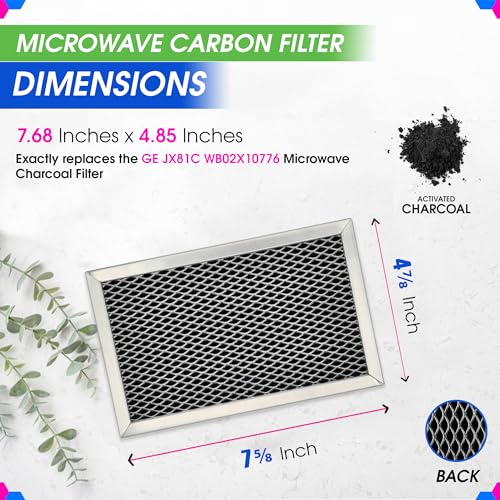 GE/LG/Kenmore Microwave Charcoal Filter 7.68 x 4.85 in 2-Pack (JX81C WB02X10776) Replacement