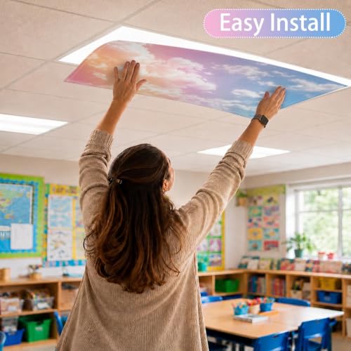 Pastel Cloud Fluorescent Magnetic Classroom Light Covers 8 Pack VELANORIQUE