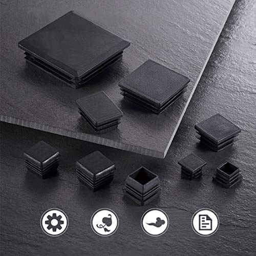 4 Inch Square Plastic Plugs 4-Pack for 100mm Square Tubing - Black