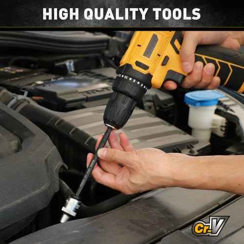 11-Piece Impact Socket Adapter Set, 1/4-Inch Hex Shank, 1/4" 3/8" 1/2" Impact Socket Driver Set, Drill Sockets Extension Bit, Sockets Driver Adapter, Drill Extension with Holder