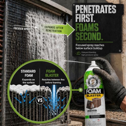 Leak Saver 18 Fl Oz Foam Blaster AC Coil Cleaner Foam Spray for HVAC Units (No Rinse Evaporator, Light Rinse Condenser) - Deep Penetrating Formula