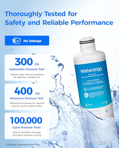 Waterdrop WD-F45 Refrigerator Water Filter Replacement 3-Pack for Samsung DA97-17376B, Standard Activated Carbon Filter