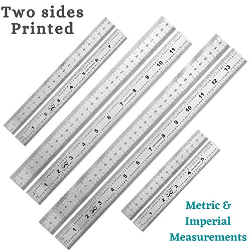 Mr. Pen Machinist Ruler Set 4 Pack - 6, 8, 12 & 14 Inch Stainless Steel Measurement Tools