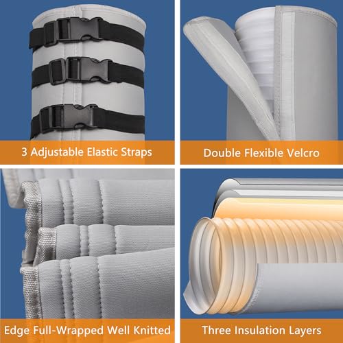 Benasan Portable AC Hose Insulation Sleeve - Light Gray, Fits 5-5.9 Inch Hose, Easy Install