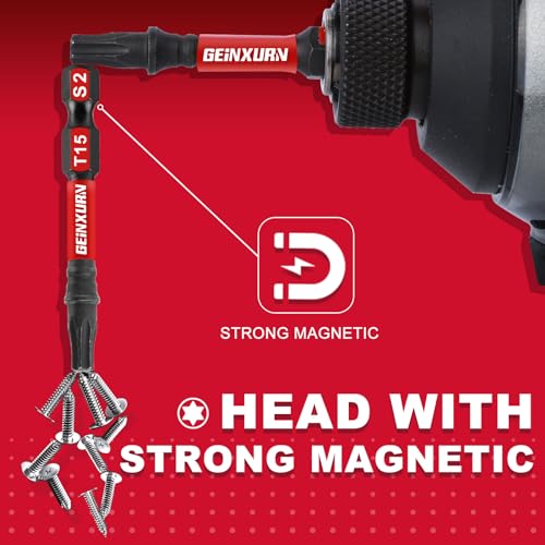 10Pieces 2 In. T15 Impact Tough Magnetic Screwdriver Bit Set, #15 Torx Head Power Bits, S2 Alloy Steel Star Bits with Storage M-Box