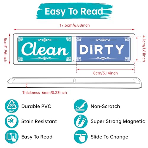 PSLER Clean/Dirty Dishwasher Magnet - Green & Blue Slide Indicator