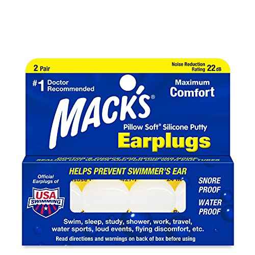 Mack¡¯s Pillow Soft Silicone Earplugs ? 2 Pair ? The Original Moldable Silicone Putty Ear Plugs for Sleeping, Snoring, Swimming, Travel, Concerts and Studying