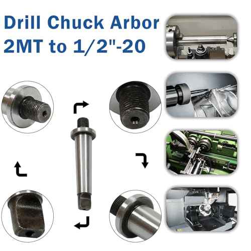 WFLNHB Threaded Drill Chuck Arbor 2MT to 1/2"-20 Hardened MT MT2 Adapter for Various Drill Machines, Milling Machines, Lathes, Boring Lathes and Electric Hand Tools.