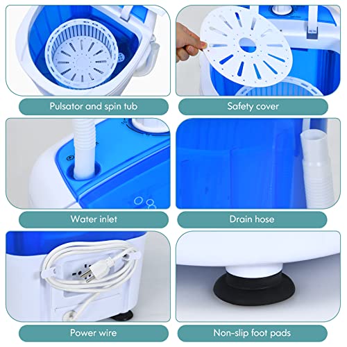 Giantex Portable Mini Washing Machine 5.5Lbs Capacity - Compact Laundry Washer & Spinner