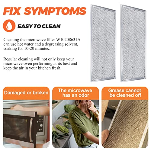 Beaquicy 2-Pack W10208631A Microwave Grease Filter 13 x 6 in - Replacement for Whirlpool/GE