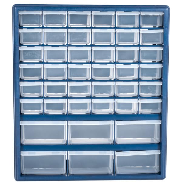 Stalwart Storage Drawers – 42 Compartment Desktop or Wall Mount Organizer (Variation: Storage Drawers) - Clear Polypropylene