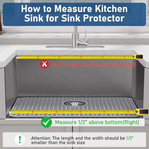 Bestjing 26x14 Inch Silicone Sink Protector Mat with Rear Drain - Black, 1 Pack