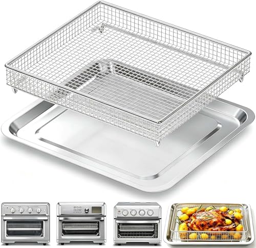Cuisinart TOA-60/65/70 Air Fryer Tray Replacement with 12.4 x 11 in Baking Pan & Rack, Stainless Steel Nonstick