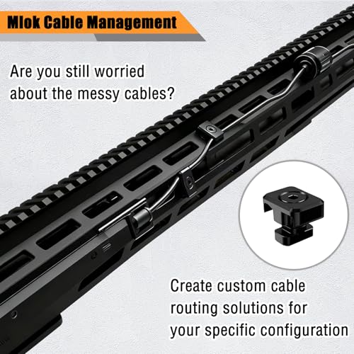 12 Pack M-Lok Cable Clips, Wire Management Clips for Picatinny Rail, Flashlight Pressure Switch Cable Holder Organizer for Rifle Accessories