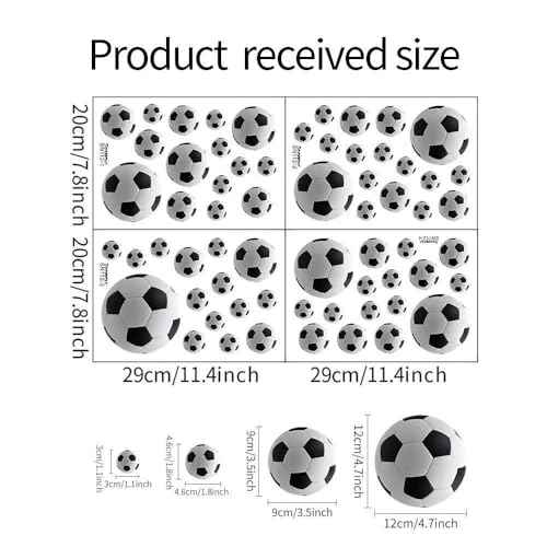 60 Pcs Soccer Wall Decals Soccer Wall Stickers Pegatinas para Pared Children Kids Baby Bedroom Room Wall Decals Decor Art Kindergarten Playground Party Stickers