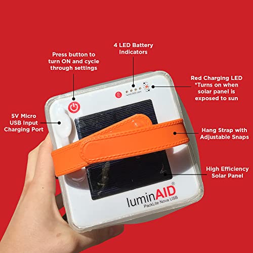 LuminAID Nova Inflatable Solar LED Lantern 75 Lumens for Camping Hiking Travel