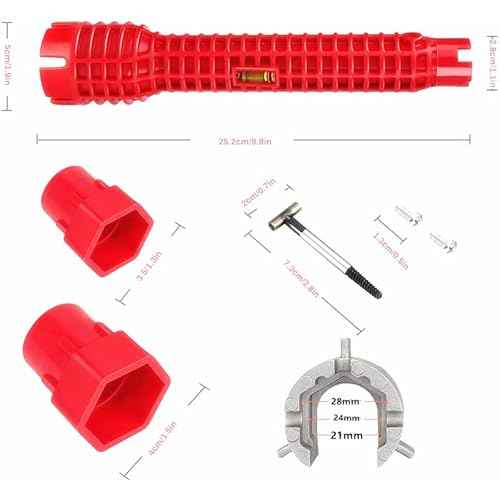 8-in-1 Faucet and Sink Installer, Anti-Slip Multifunctional Pipe Wrench Plumbing Tool for Sink/Bathroom/Kitchen Plumbing Tubing (Red)