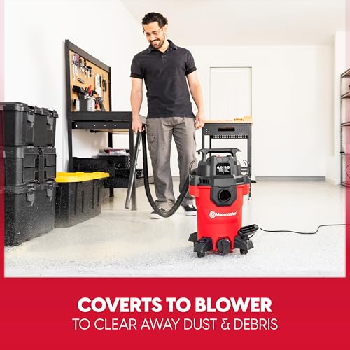 Vacmaster VCM408PF 4-Gallon Wet Dry Vac with 3.5 Peak HP, Red