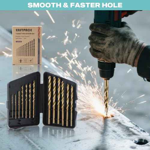 13Pcs M35 Cobalt Drill Bit Set, 1/16 inch-1/4 inch,Twist Jobber Drill Bit Kit for Stainless Steel, Hard Metal and Wood Plastic with Indexed Case