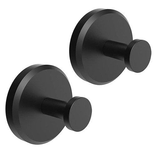 Homeshifters 2-Piece Suction Cup Hooks - SUS 304 Stainless Steel Suction Towel Hooks, No Drill Shower Hooks for Bathroom,Kitchen,Glass,Tile to Hang Towels,Robes,Loofah (Matte Black, 2 Piece)