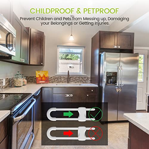 Jetec Baby Proof Cabinet Locks 10 Pack White No Drilling Child Safety