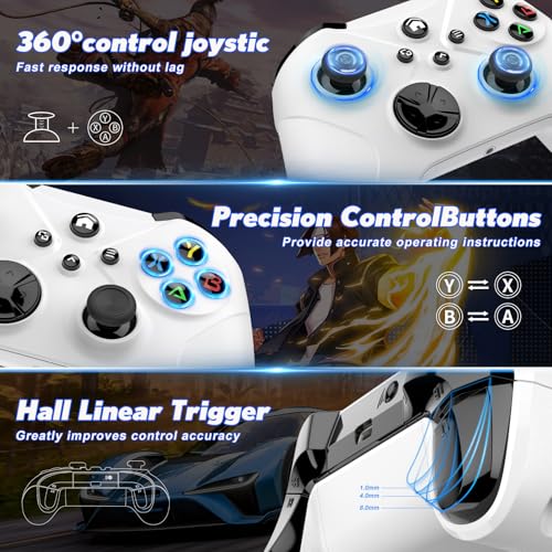 Xexvyrin White Wireless Xbox Controller for Xbox Series X|S & PC with Turbo & 3.5mm Jack