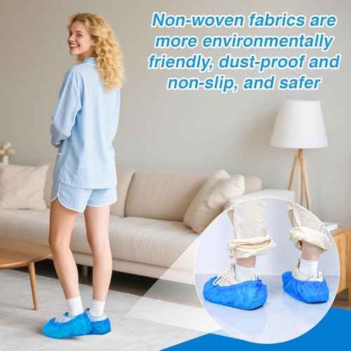 50 Pack (25 Pairs) Shoe Covers Disposable - Boot Covers Disposable Non Slip Shoe Covers for Men and Women Fits All Sizes of Shoe Booties for House Cleaning