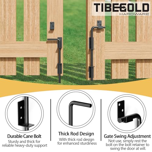 12" Heavy Duty Cane Bolt Gate Drop Rod - Extra Thick Black Wrought Iron Fence Latch, Outdoor Security Hardware, 1 Pack