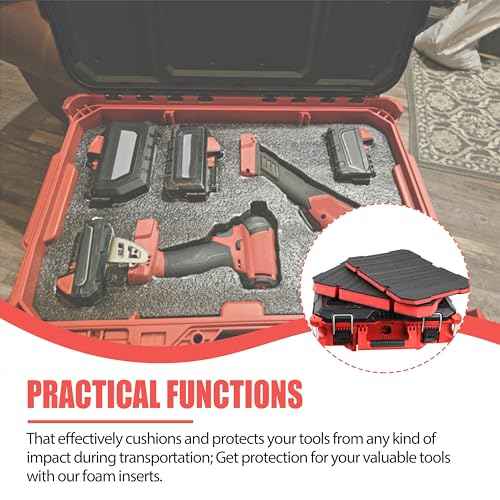 Foam Inserts Fits Milwau-kee Packout 48-22-8424 Drawer foam tool box inserts 2 pcs Black/Red