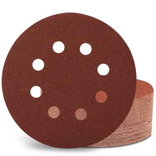 5 Inch Sanding Discs Hook and Loop, 70 PCS 8 Hole Sandpaper Include 120, 240, 320, 400, 600, 800, 1000 Grit for Random Orbital Sander