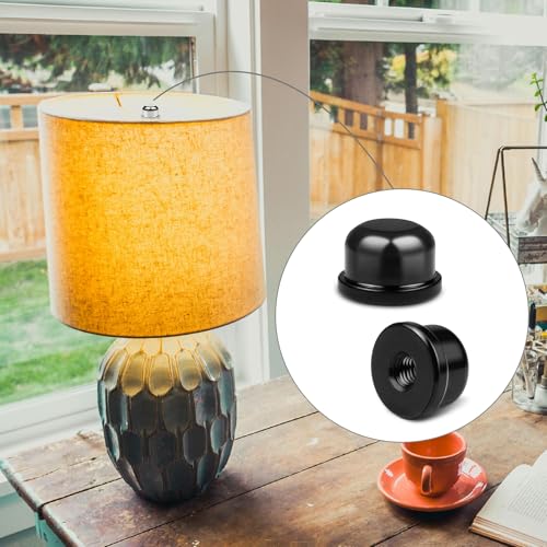 Aecsze 8 Pcs Retro Black Gold Silver Lamp Shade Screw Caps 1/4-27 Thread