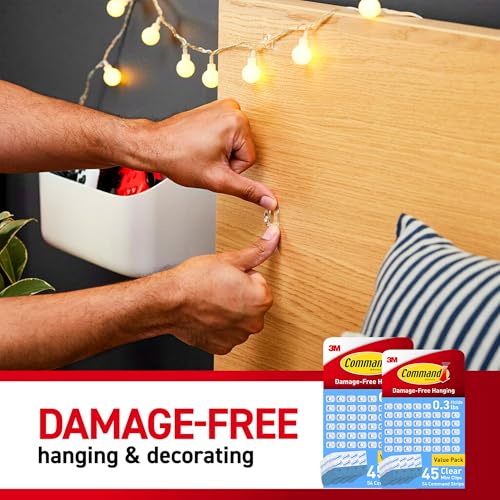Command Indoor Mini Light Clips 90 Count - Damage-Free Holiday & Decor Hanging