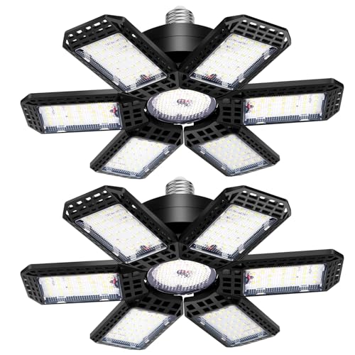 AUDLES 200W Garage Ceiling LED Lights 2 Pack, 6500K Bright Adjustable Fixture