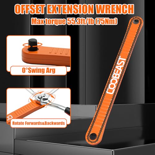 Orange 13.4 Inch Offset Impact Wrench Extension Socket Wrench Tool