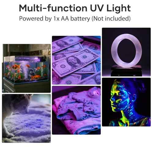 1 Mode UV 365nm Blacklight Flashlight LED Ultraviolet Flashlights Portable Uv Light Wood's lamp Detector for Dog Urine Pet Stains, Anti-counterfeiting and More - Powered by Single AA Battery