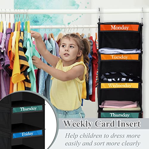 Amylove Black 2-Pack Kids Weekly Clothes Organizer with 6 Shelves & Pockets