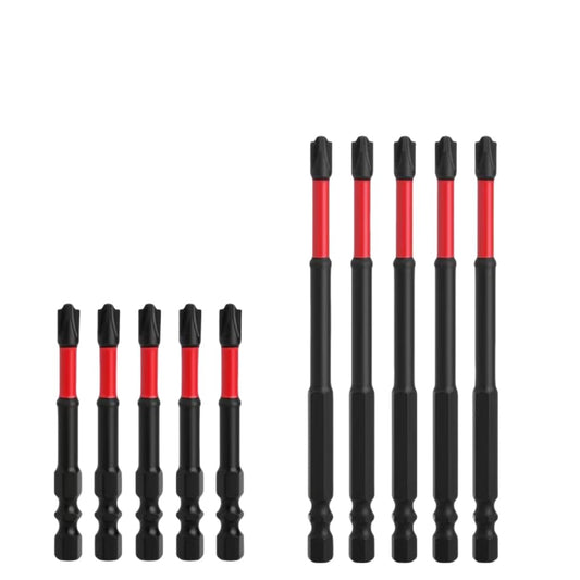 FPH2 Impact Screwdriver Bit Set - S2 Steel 65mm & 110mm Slotted Heads 1/4 Inch Hex Shank, CNC Machined Tips with Magnetism, Cross Slot Screw Driver Drill Bits Used Electricians (10pcs)