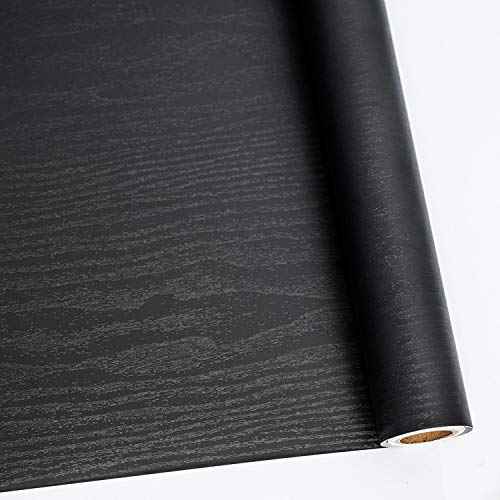 Abyssaly Black Wood Peel and Stick Wallpaper Decorative Self-Adhesive Contact Paper Film for Furniture Real Wood Contact Paper for Cabinets and Drawers Easy to Clean17.71" X 78.7"