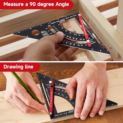 7 Inch Aluminum Adjustable Carpenter Square Rafter Framing Square with Pencils