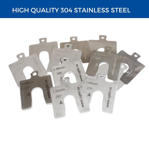 CGLTD Stainless Steel Slotted Shim Replacement Pack, Size A, 2" x 2" (Pack of 20 shims) (20, 0.050")