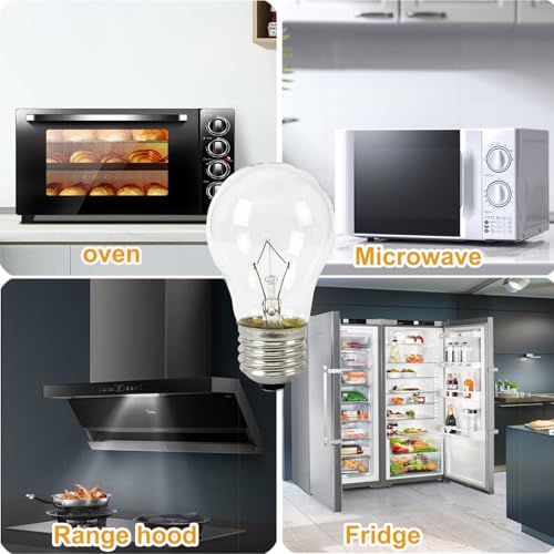 QYKAVM 4Pcs A15 40W E26 Appliance Light Bulbs for Ovens, Microwaves, Fridges — Lava Lamp Compatible
