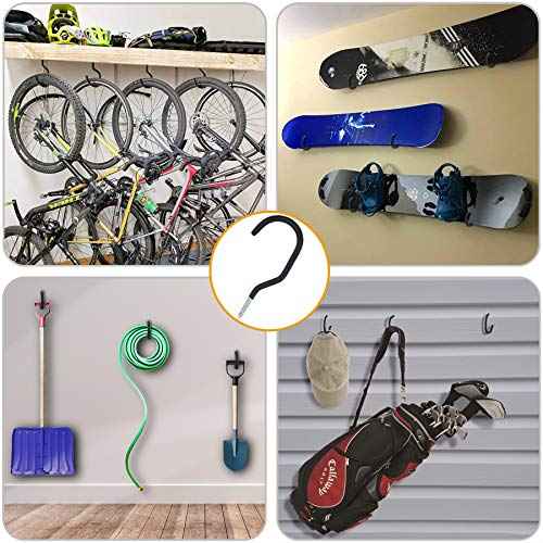 KURUI Road Bike Hooks for Garage Wall, 6 Pack Heavy Duty Bicycle Hangers for Hanging, Wall Mount Bicycle Storage for Ceilings, No Drill Large Ceiling Hooks for Hanging Plants