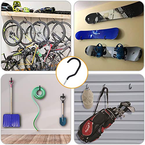 KURUI 8 Pack Heavy Duty Screw Hooks for Hanging Plants, String Lights, Bicycles, No Drill Wall Mount, 5.7 Inch